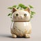 Charming Anime Style 3d Printed Cat In Pot With Plants