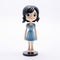 Charming Anime Style 3d Printed Figurine Of Woman In Blue Dress