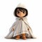 Charming Anime Style 3d Render Of Doll In White Cloak