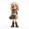 Charming Anime Style Blonde Girl Action Figure With Khaki Pants