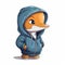 Charming Anime Style Cartoon Duck In Blue Hoodie