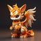 Charming Anime-style Golden Toy Dragon With Mischievous Feline Motif