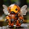 Charming Anime Style Orange Bee Robot With Wings - Liquid Metal Handheld Design