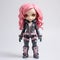 Charming Anime Style Pink Toy With Black Clothing And Pink Hair