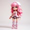 Charming Anime Style Pink Vinyl Toy Girl In White Outfit