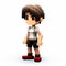 Charming Anime Style Pixel Art Figure In Red Shorts And Shirt