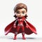 Charming Anime Style Red Women Superhero 3d Image With Cape