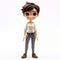 Charming Anime Style Toy Character With Brown Hair And Gray Pants