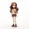 Charming Anime Style Woman Figurine In Brown Shorts