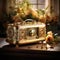 Charming Antique Radio with Intricate Patterns and Vintage Waves