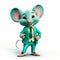 Charming Aqua Suit Mouse: Colorized, Ray Traced, And Italianate Flair