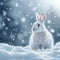 Charming arctic hare against snowy backdrop, perfect for text inclusion