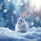 Charming arctic hare against snowy backdrop, perfect for text inclusion