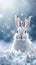 Charming arctic hare against snowy backdrop, perfect for text inclusion