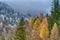 Charming autumn landscape in first early frost in Swiss Alps