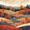 Charming Autumn Scenery: A Serene and Vibrant Illustrated Landscape