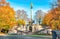 Charming autumn view of Angel of Peace (Friedensengel) monument