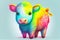 A charming baby cow, generative ai illustration in hand drawing style depicting its distinctive features and endearing