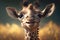 Charming baby giraffe playfully sticking its tongue out with a curious expression in a savannah