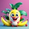 Charming Banana: 3D Render of a Cute Banana Isolated Against a Solid Background