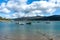 Charming Barmouth town. A small seaside resort in north Wales.  Boats and seaside