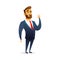 Charming bearded business man character cartoon modern flat design.