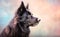 Charming Belgian Shepherd dog against a bright pastel background. Generative AI.