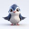 Charming Bird Cartoon Character With Blue Eyes And Wings