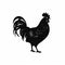 Charming Black Rooster Silhouette On White Background