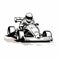 Charming Black And White Go-kart Racing Illustration For Print