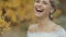 Charming blonde bride smiling and laughing