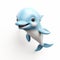 Charming Bluefoam Dolphin: Cute 3d Clay Render Illustration