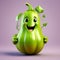 Charming Bottle Gourd: 3D Render of a Cute Bottle Gourd Isolated Against a Solid Background