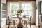 Charming Breakfast Nook With Farmhousestyle Table And Natural Light Modern Farmhouse Interior Design. Generative AI