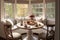 Charming Breakfast Nook With Round Table And Cozy Seating Traditional Interior Design. Generative AI