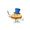 Charming brown alfajor cartoon design performance as a Magician style