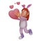 Charming Bunny Girl 3D Cartoon Illustration with a heart around