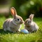 A charming bunny with large, attentive ears sits amidst colorful . Ai-Generated Images