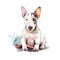 Charming Canine: A Pastel Portrait of a Bull Terrier Puppy with Bandana and Glasses AI Generated