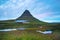 Charming captivating landscape with a volcano mountain  Kirkjufell Church Mountain on SnÃ¦fellsnes Peninsula near town of