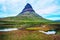 charming captivating landscape with a volcano mountain Kirkjufell on SnÃ¦fellsnes Peninsula near town of