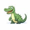 Charming Cartoon Alligator Sitting And Smiling: Minimalist Crocodile Illustration