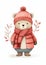 Charming Cartoon Bear: A Delightful Portrait in Soft Tones and C