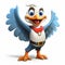 Charming Cartoon Bird With Ray Tracing Wings - Superhero Pelican Character
