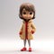 Charming Cartoon Child Model In Beige Coat With Red Shoes