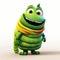 Charming Cartoon Creature With A Green Scarf: A Humorous Vray Tracing Style