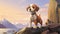 Charming Cartoon Dog Illustration With Mountain Background