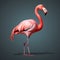 A charming cartoon flamingo,