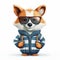 Charming Cartoon Fox With Sunglasses And Striped Hoodie