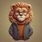 Charming Cartoon Lion In Realistic Portraitures: Vray, John Larriva, Superflat Style